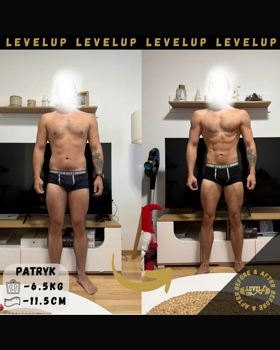 Przemiana podopiecznego LevelUp — zestawienie przed i po
