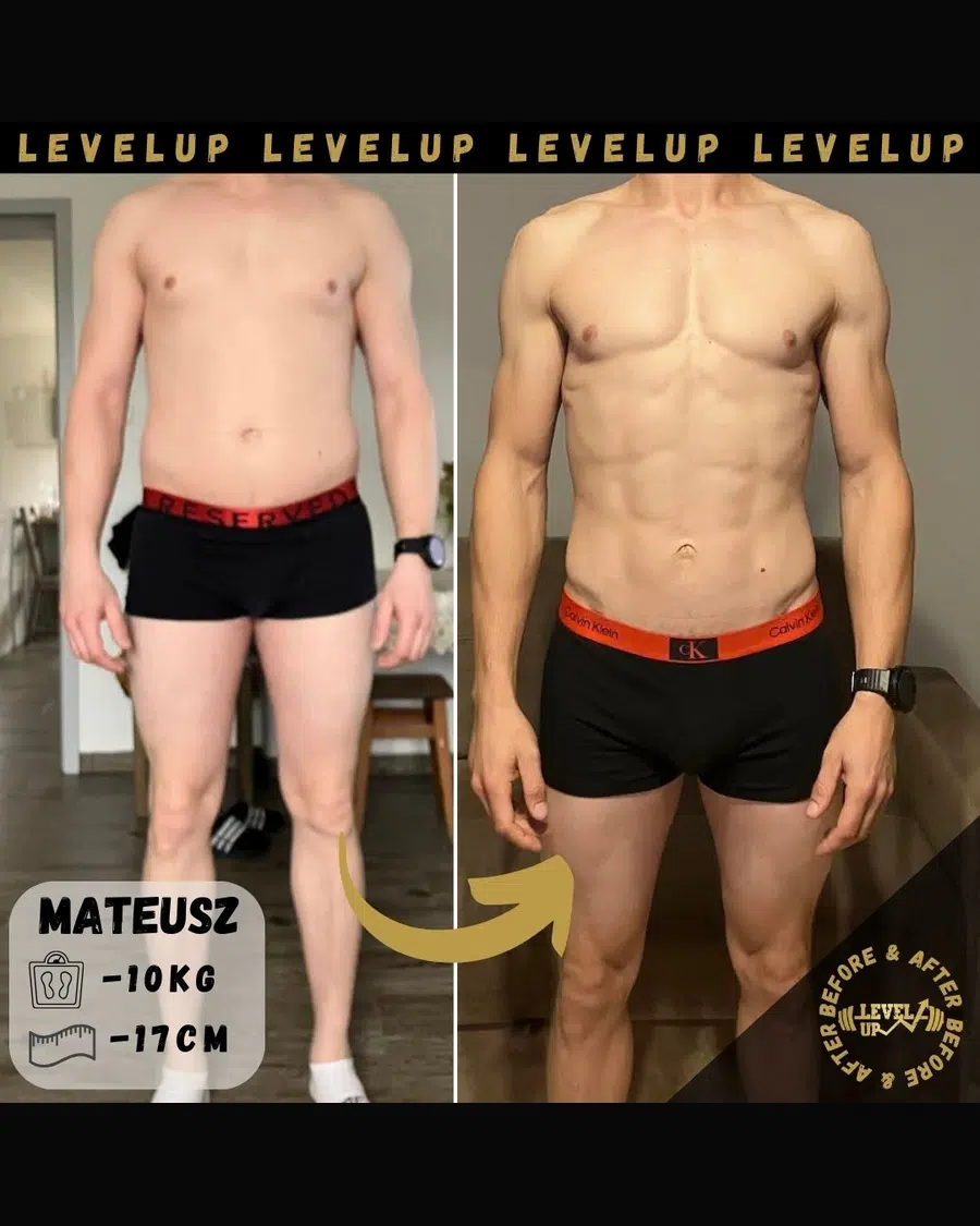 Przemiana podopiecznego LevelUp — zestawienie przed i po