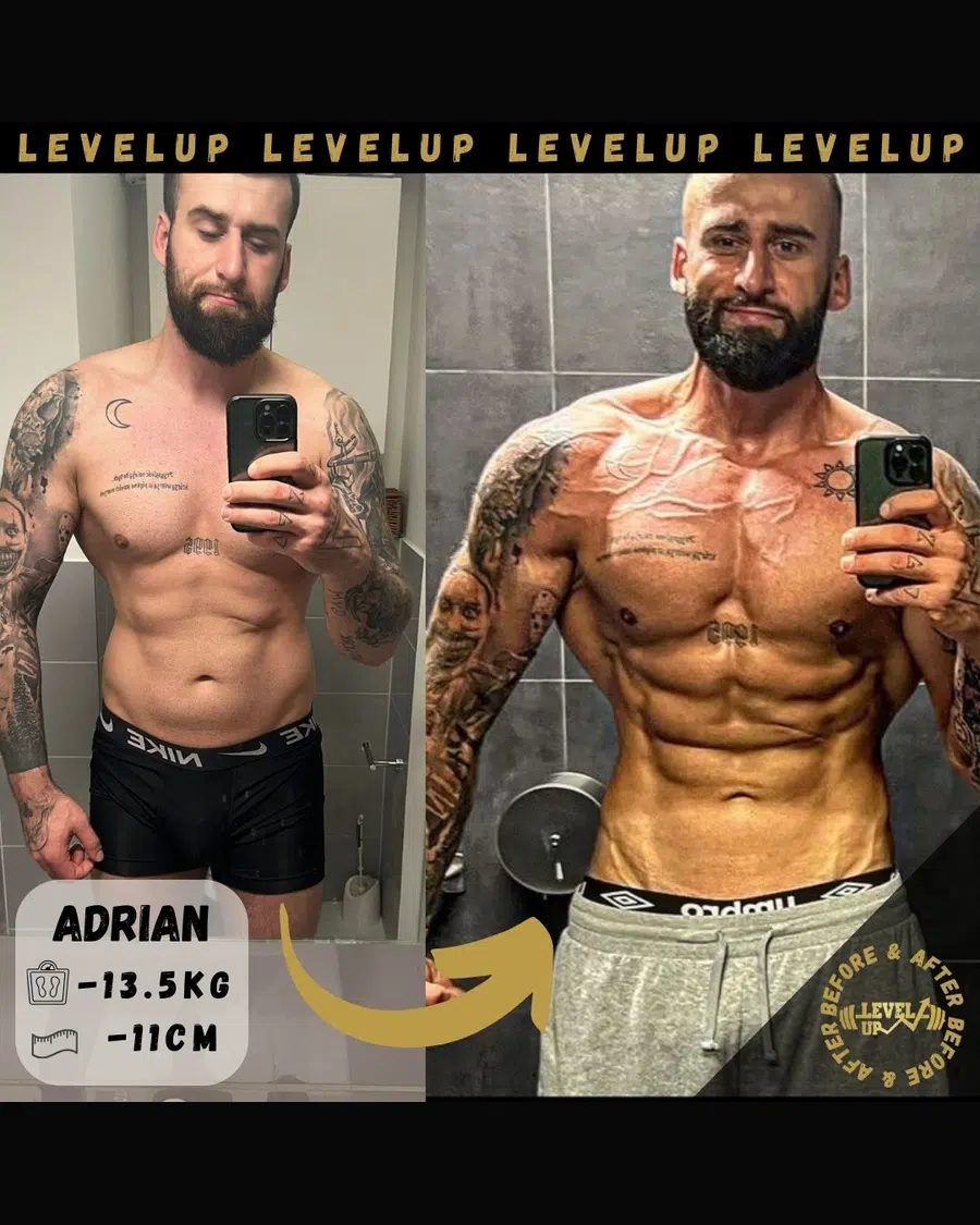 Przemiana podopiecznego LevelUp — zestawienie przed i po