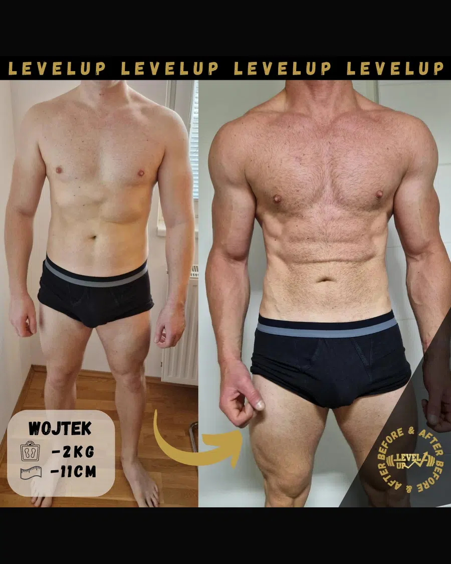 Przemiana podopiecznego LevelUp — zestawienie przed i po