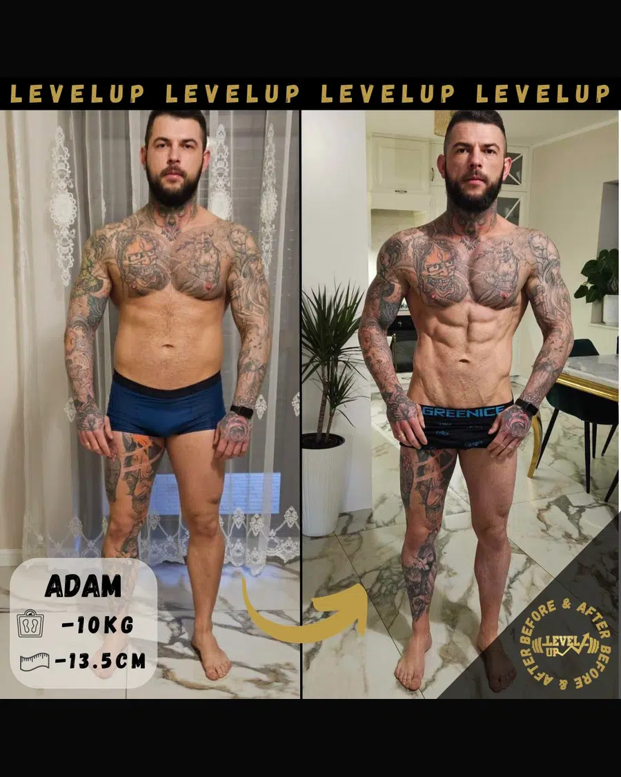 Przemiana podopiecznego LevelUp — zestawienie przed i po