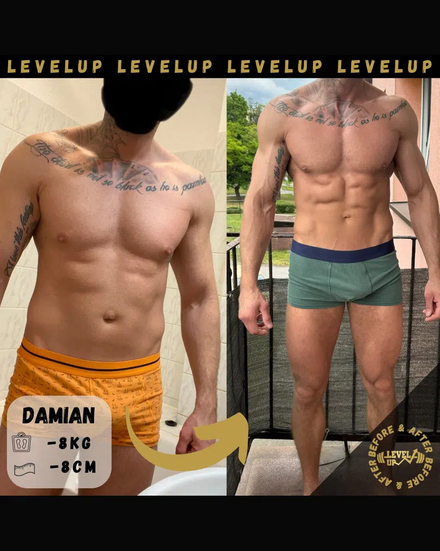 Przemiana podopiecznego LevelUp — zestawienie przed i po