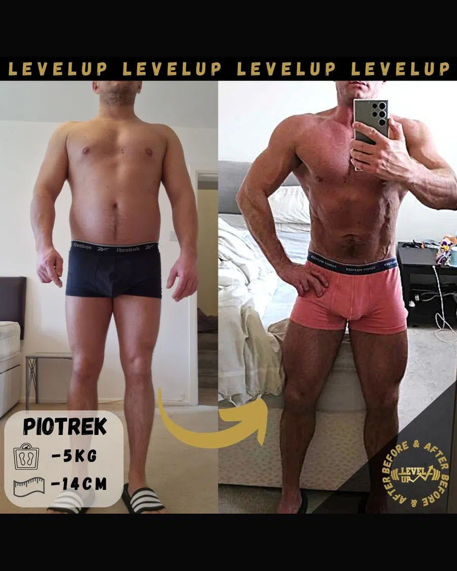 Przemiana podopiecznego LevelUp — zestawienie przed i po