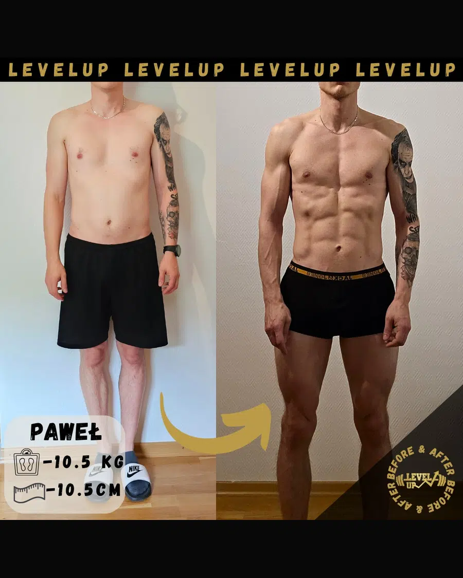 Przemiana podopiecznego LevelUp — zestawienie przed i po
