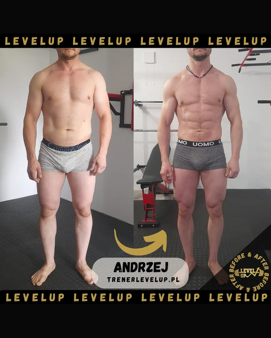 Przemiana podopiecznego LevelUp — zestawienie przed i po