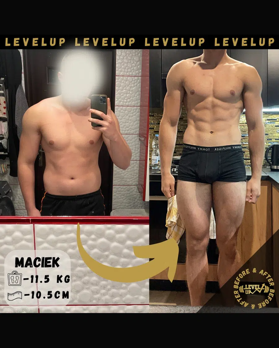 Przemiana podopiecznego LevelUp — zestawienie przed i po