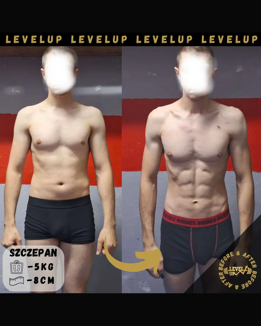 Przemiana podopiecznego LevelUp — zestawienie przed i po