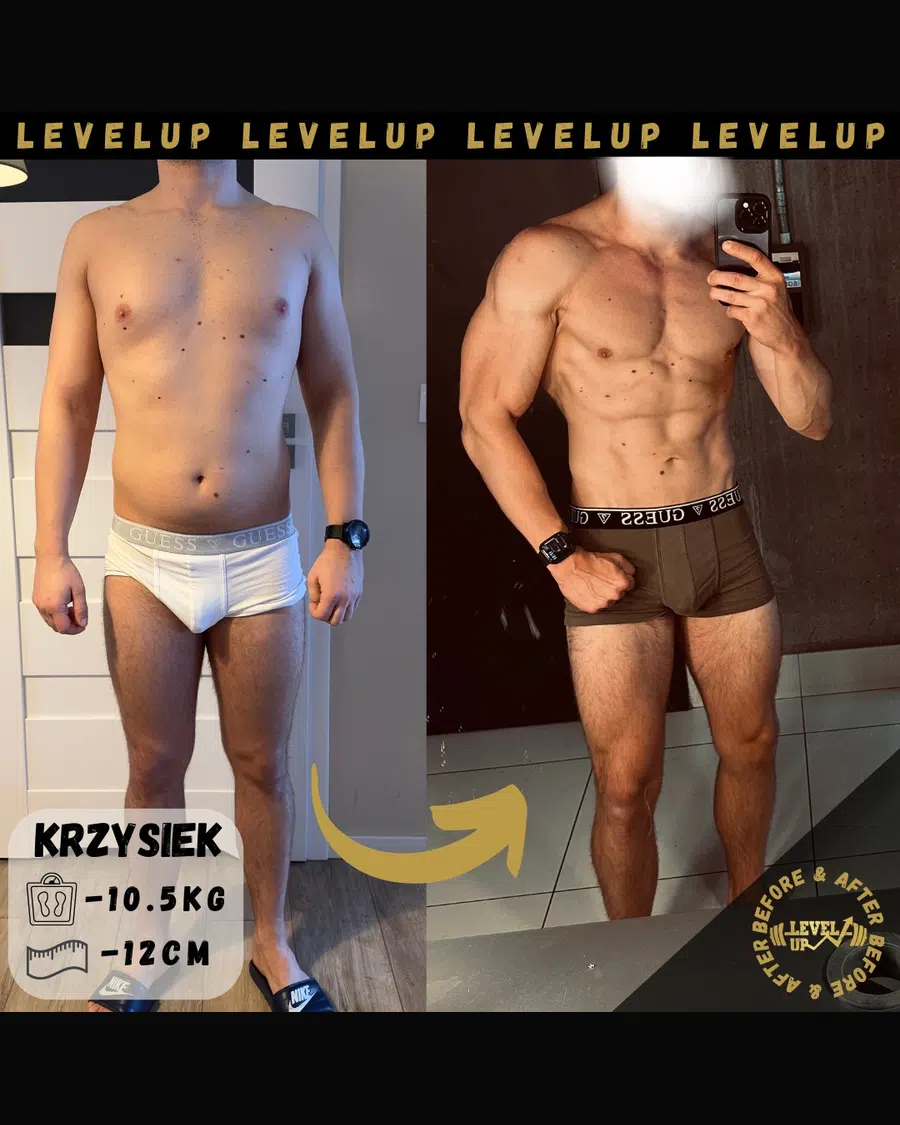 Przemiana podopiecznego LevelUp — zestawienie przed i po