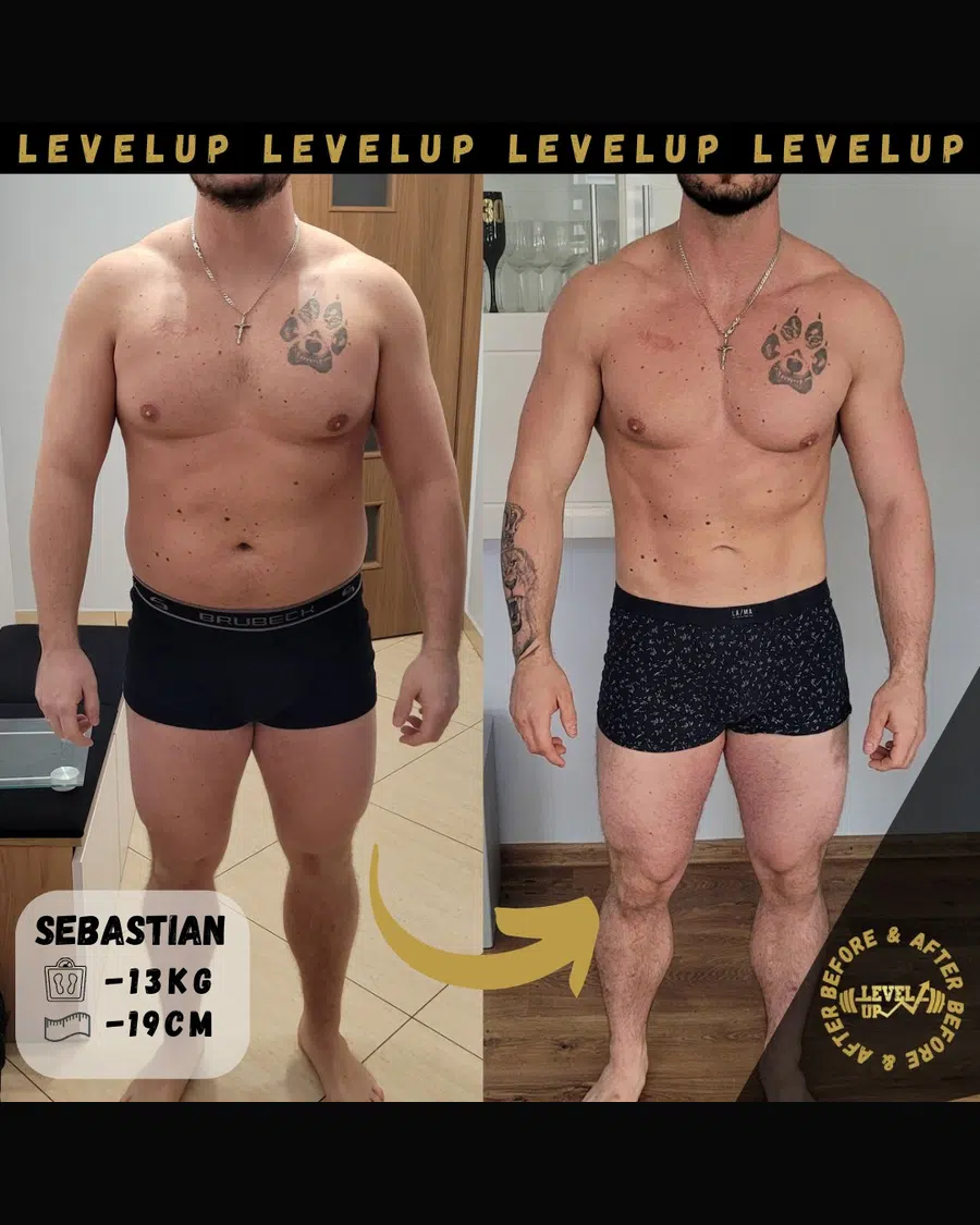Przemiana podopiecznego LevelUp — zestawienie przed i po