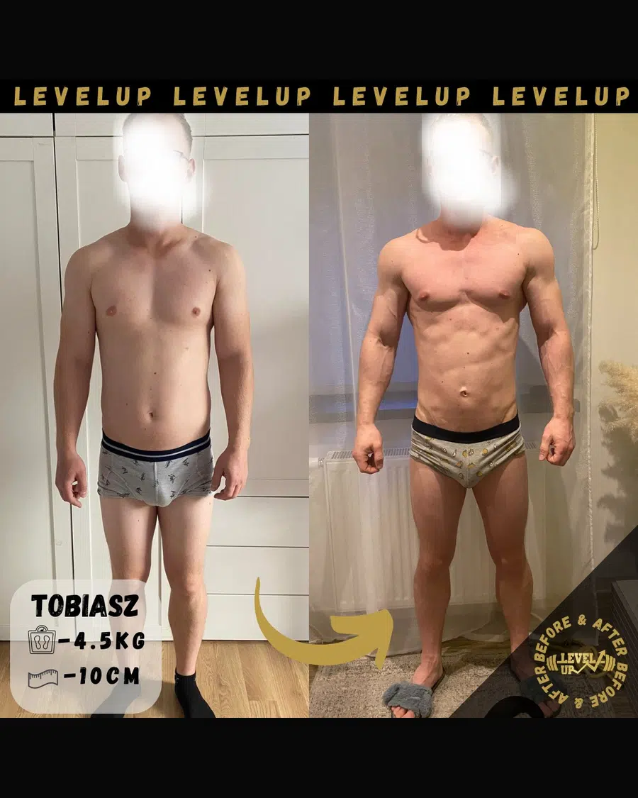 Przemiana podopiecznego LevelUp — zestawienie przed i po