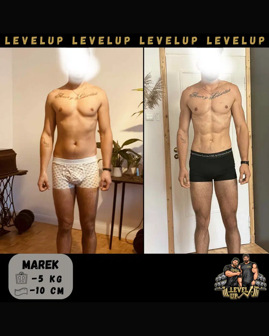 Przemiana podopiecznego LevelUp — zestawienie przed i po