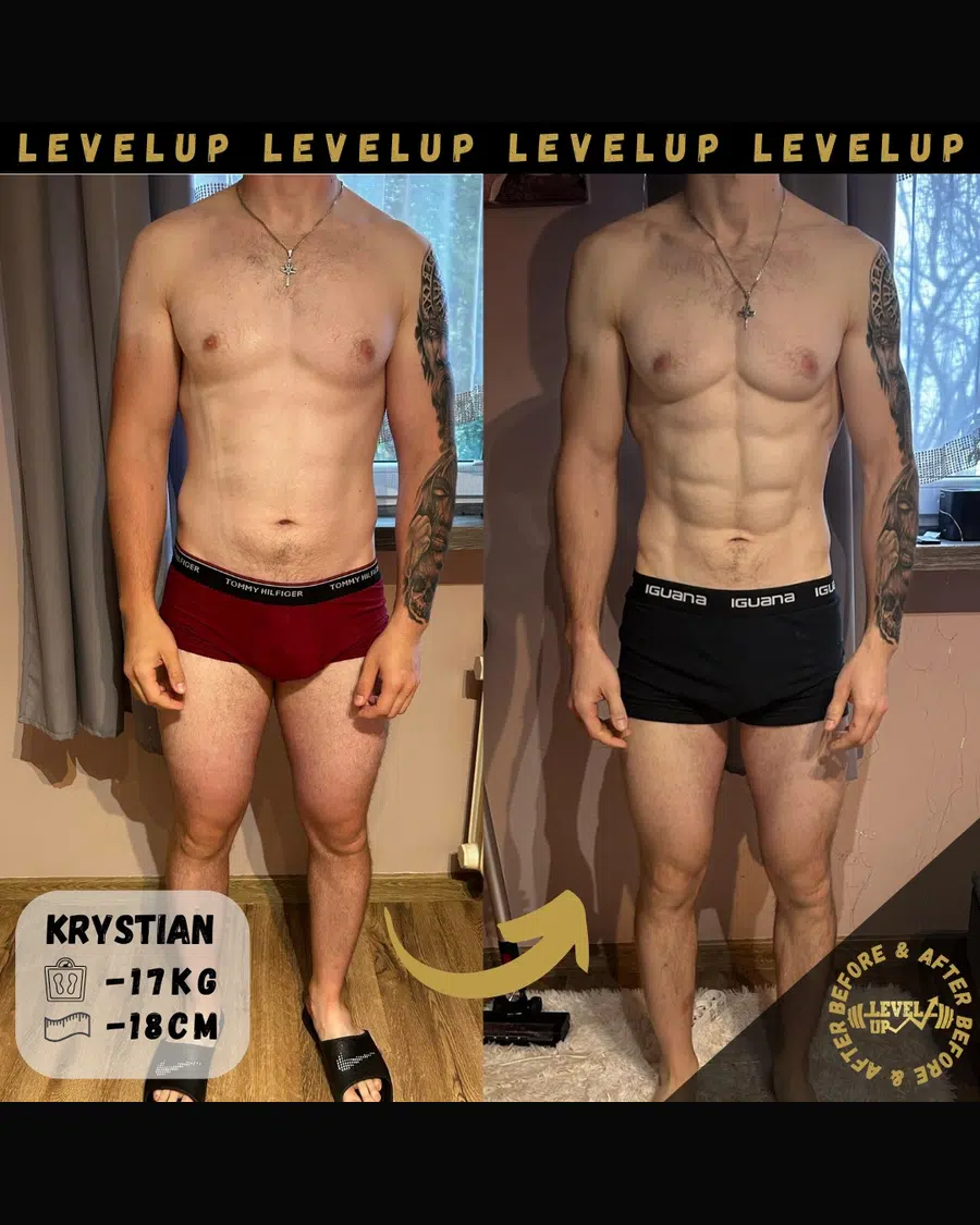 Przemiana podopiecznego LevelUp — zestawienie przed i po