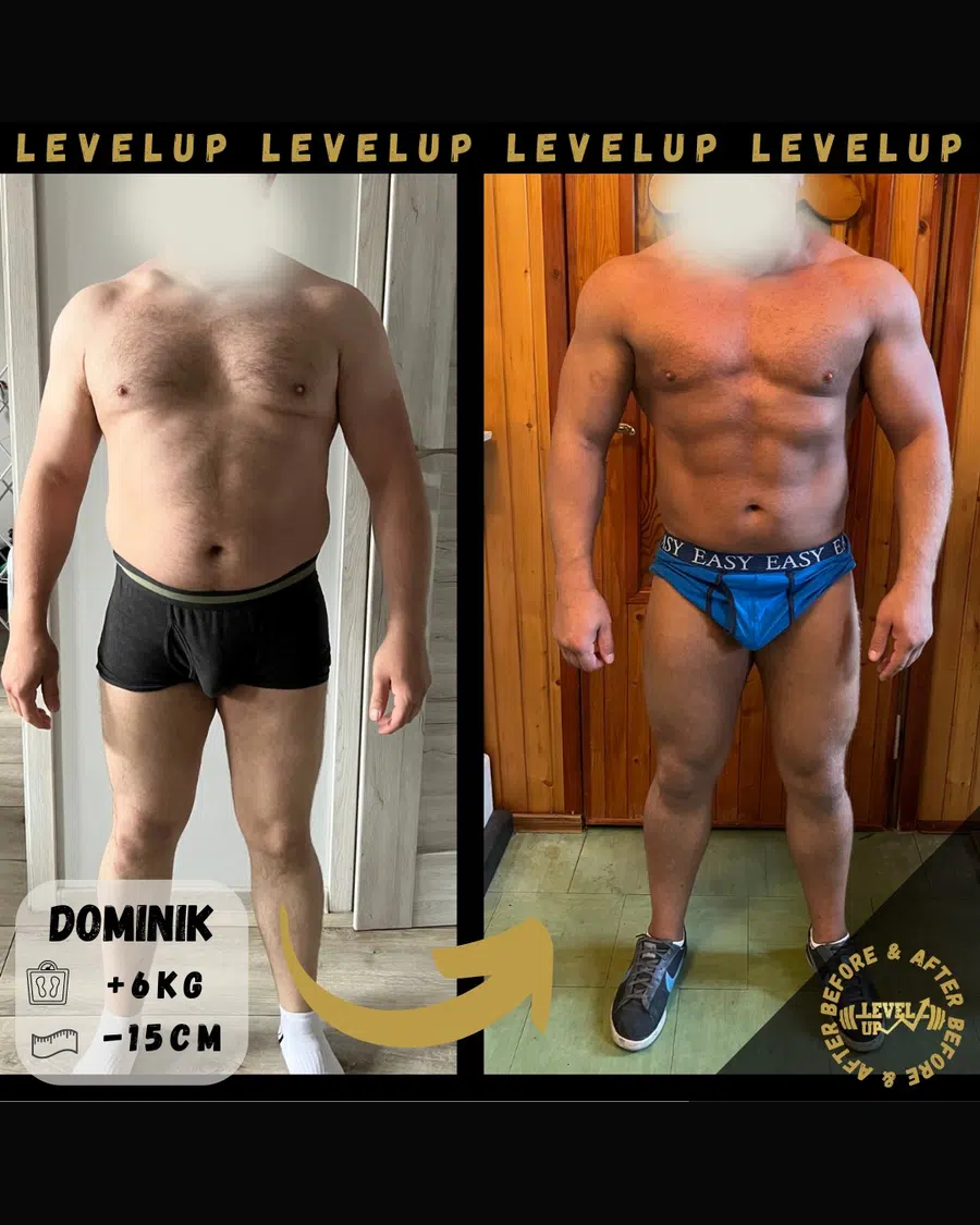 Przemiana podopiecznego LevelUp — zestawienie przed i po