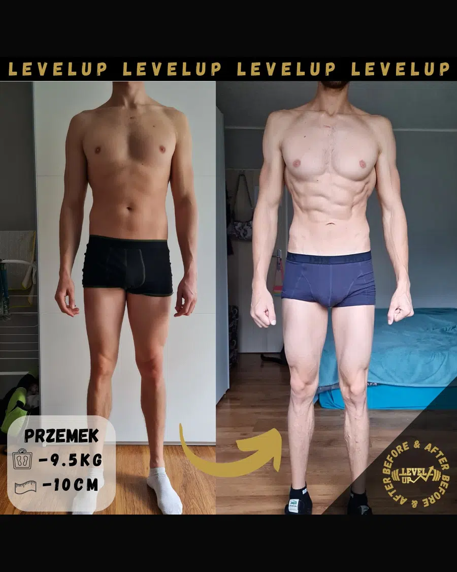 Przemiana podopiecznego LevelUp — zestawienie przed i po