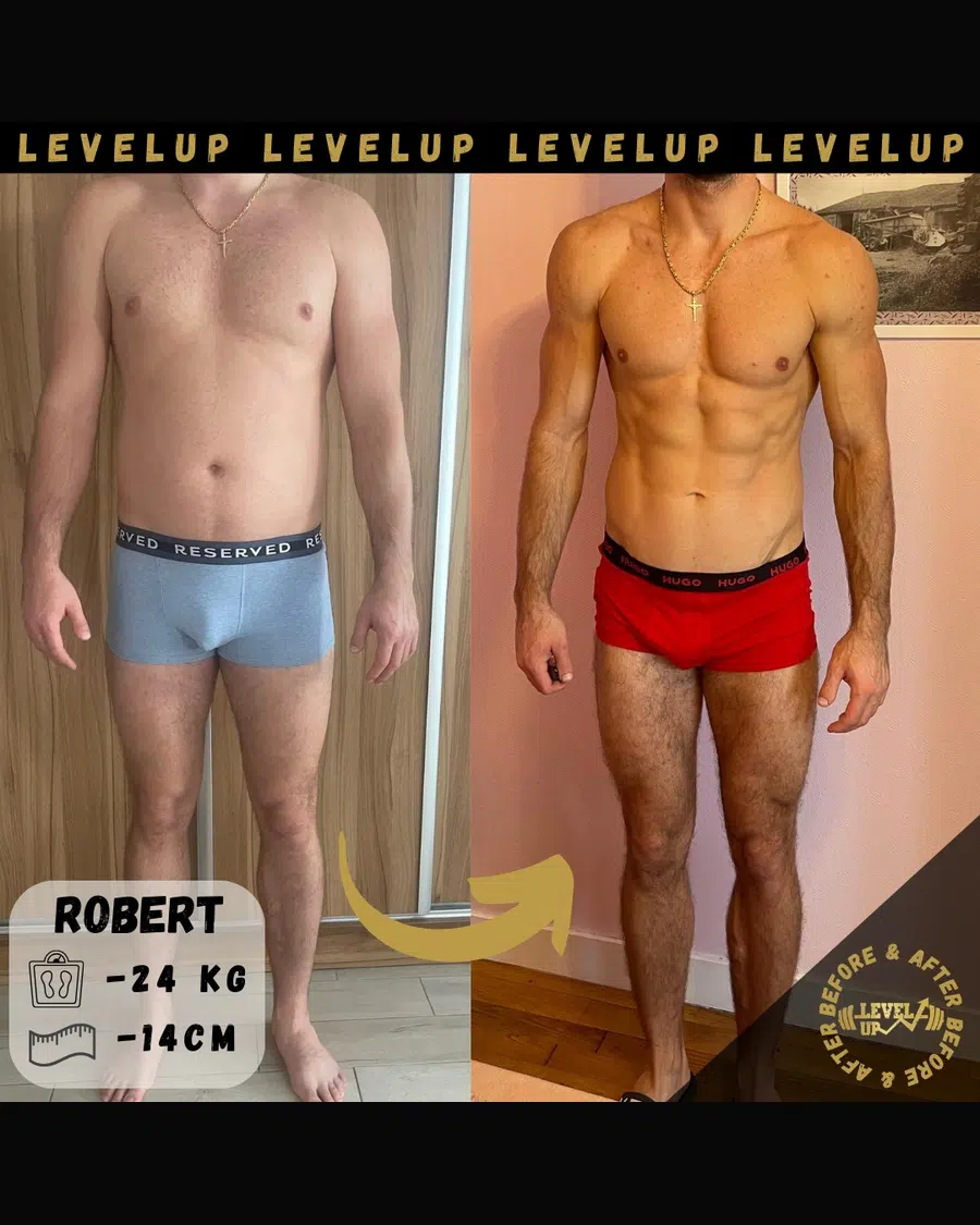 Przemiana podopiecznego LevelUp — zestawienie przed i po