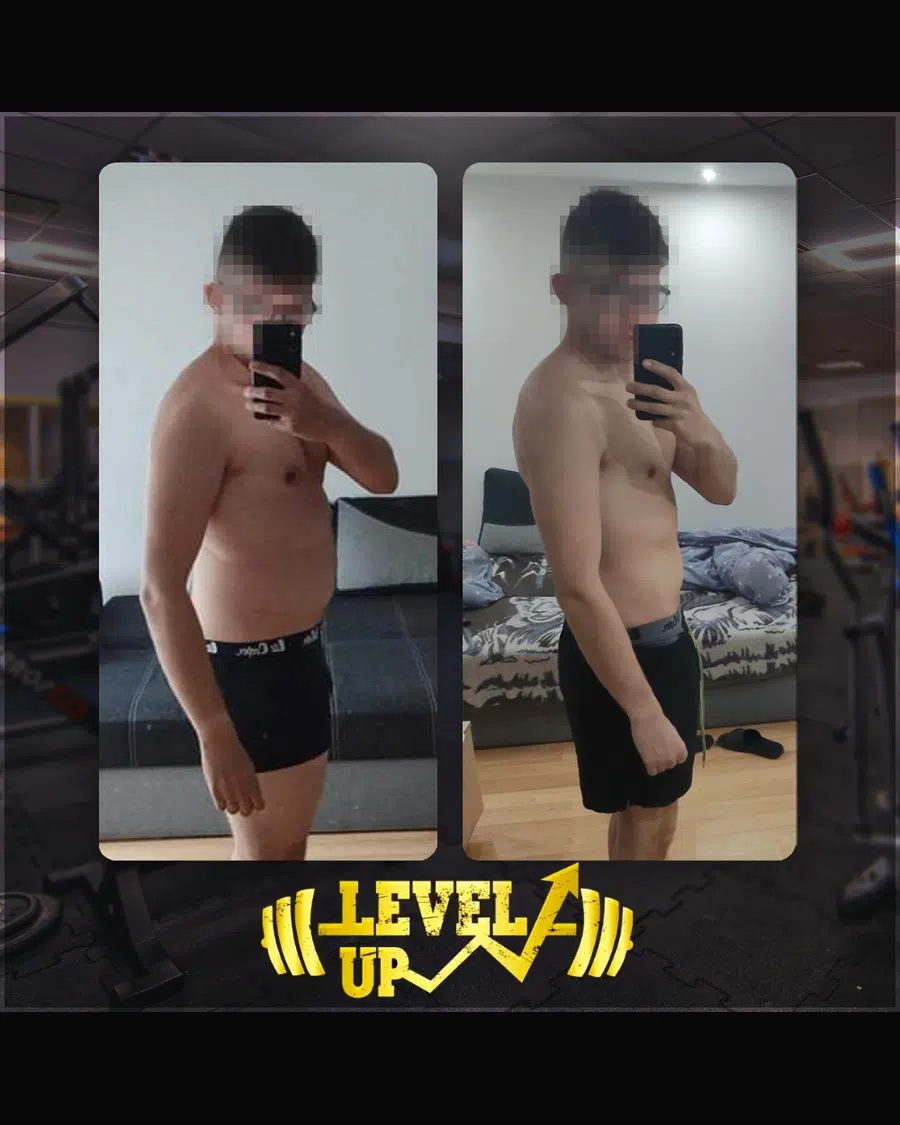 Przemiana podopiecznego LevelUp — zestawienie przed i po