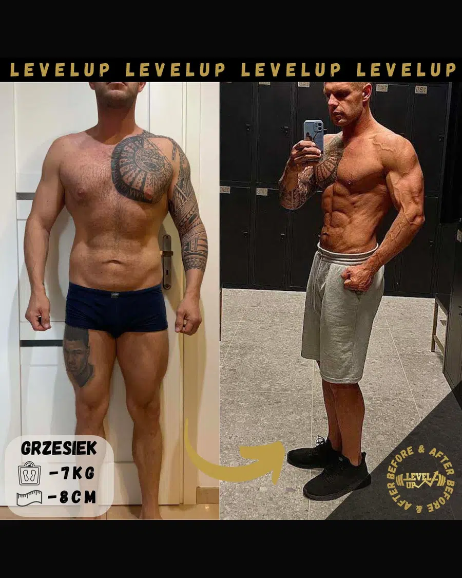 Przemiana podopiecznego LevelUp — zestawienie przed i po