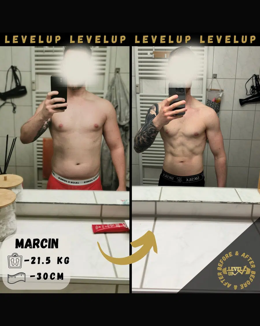 Przemiana podopiecznego LevelUp — zestawienie przed i po