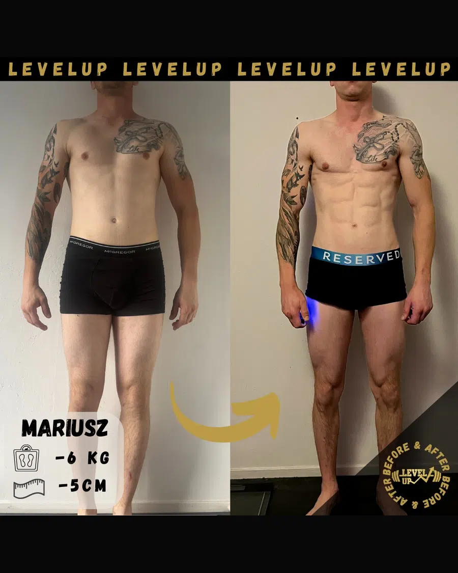 Przemiana podopiecznego LevelUp — zestawienie przed i po