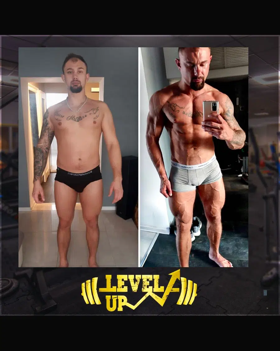 Przemiana podopiecznego LevelUp — zestawienie przed i po