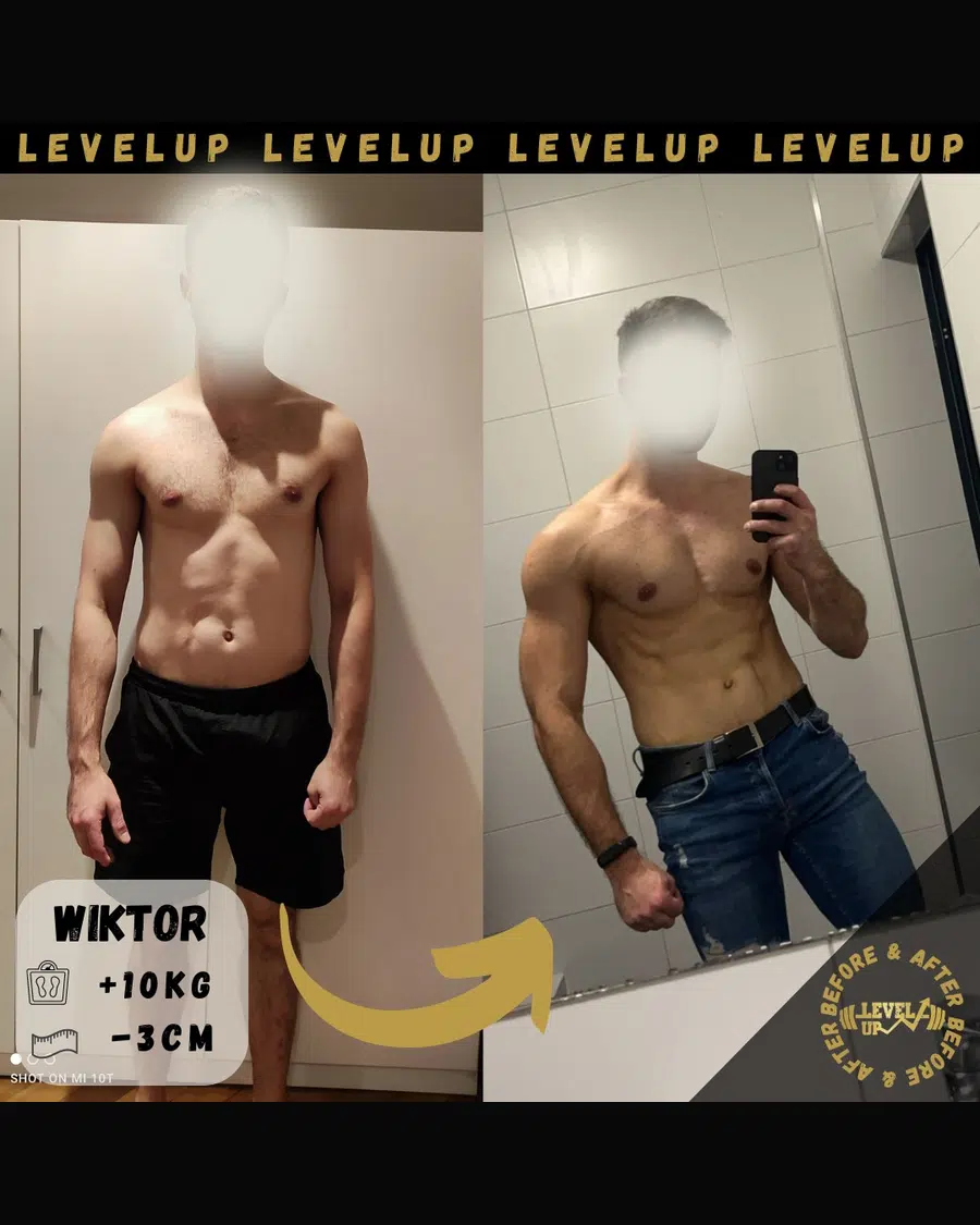 Przemiana podopiecznego LevelUp — zestawienie przed i po