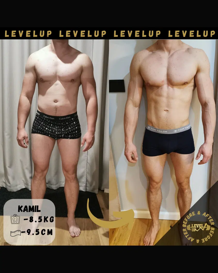Przemiana podopiecznego LevelUp — zestawienie przed i po