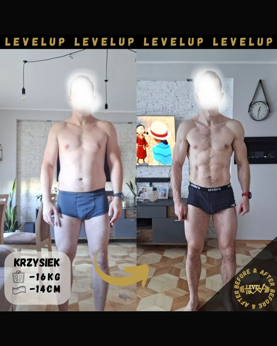 Przemiana podopiecznego LevelUp — zestawienie przed i po