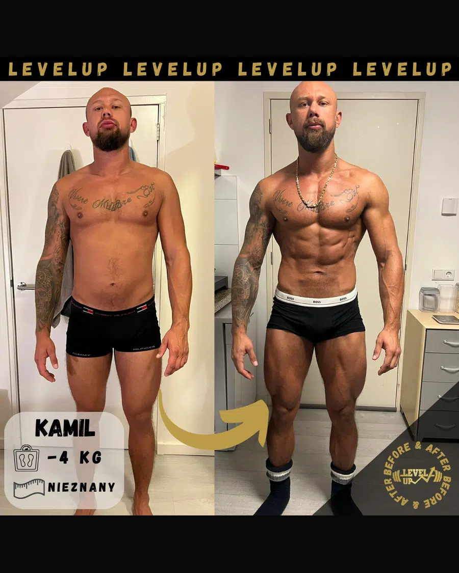 Przemiana podopiecznego LevelUp — zestawienie przed i po