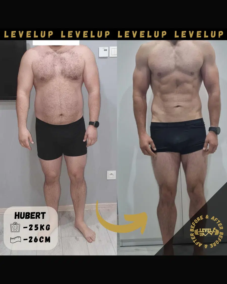 Przemiana podopiecznego LevelUp — zestawienie przed i po