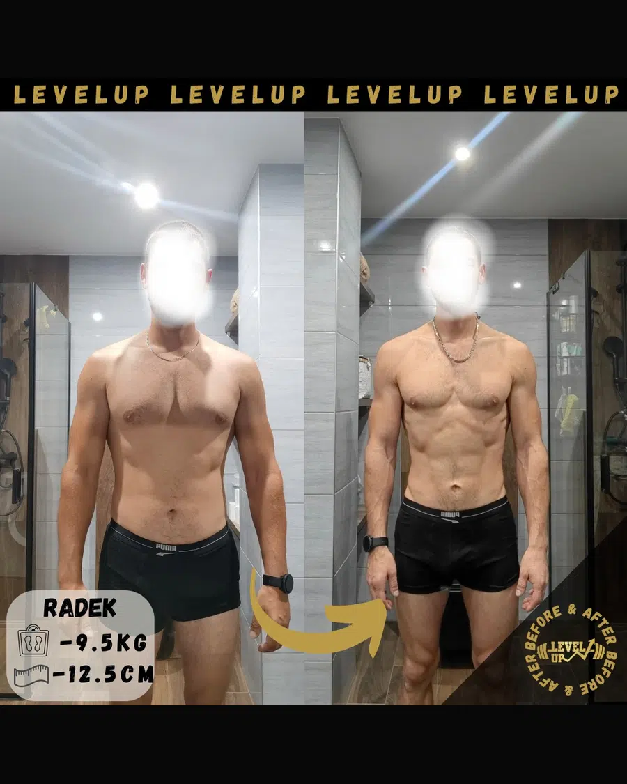 Przemiana podopiecznego LevelUp — zestawienie przed i po