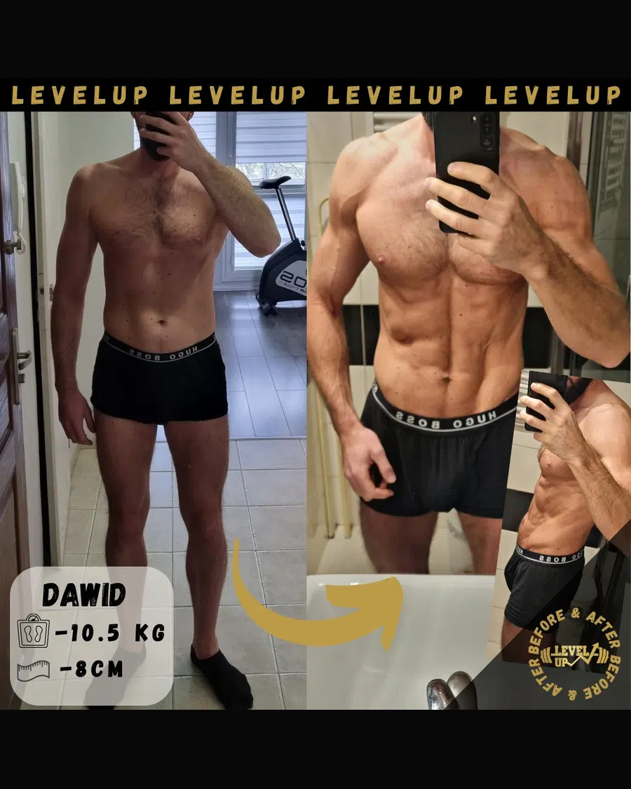 Przemiana podopiecznego LevelUp — zestawienie przed i po