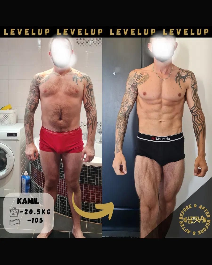 Przemiana podopiecznego LevelUp — zestawienie przed i po