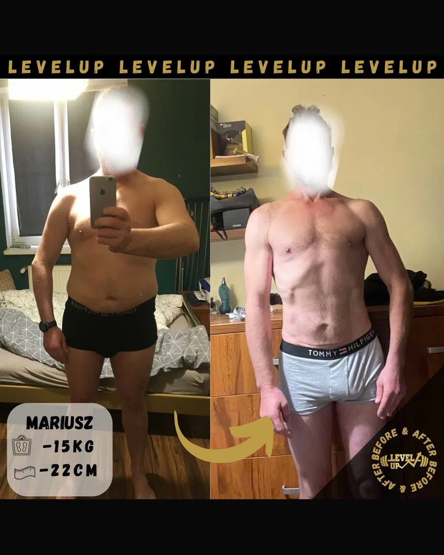 Przemiana podopiecznego LevelUp — zestawienie przed i po