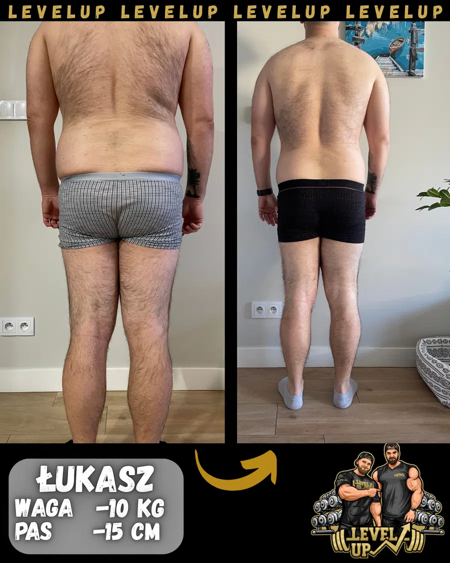 Przemiana podopiecznego LevelUp — zestawienie przed i po